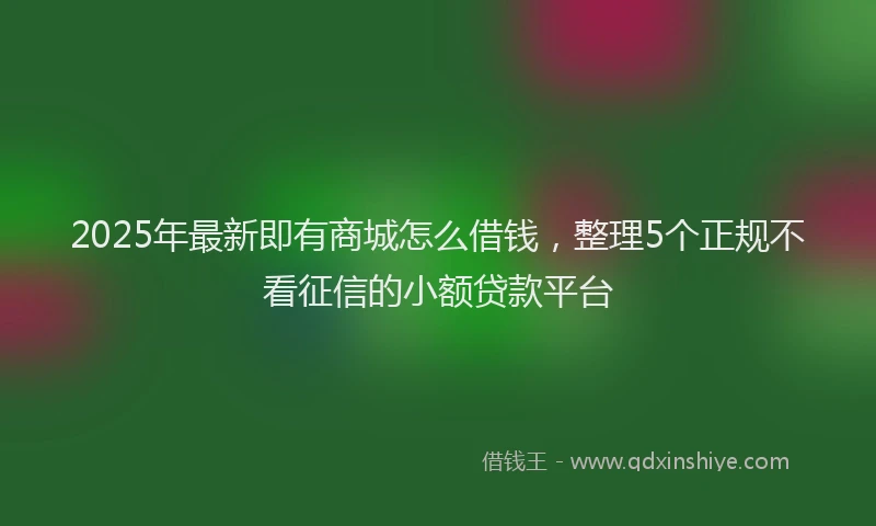 2025年最新即有商城怎么借钱，整理5个正规不看征信的小额贷款平台