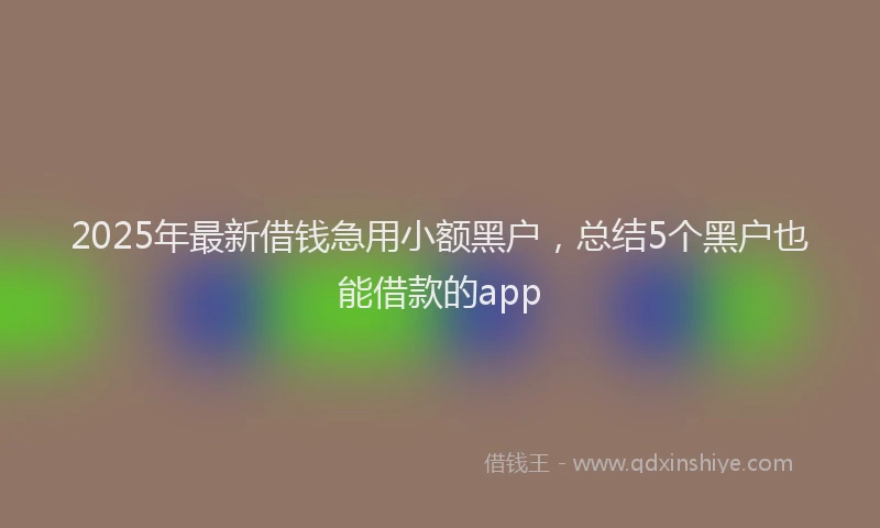 2025年最新借钱急用小额黑户，总结5个黑户也能借款的app
