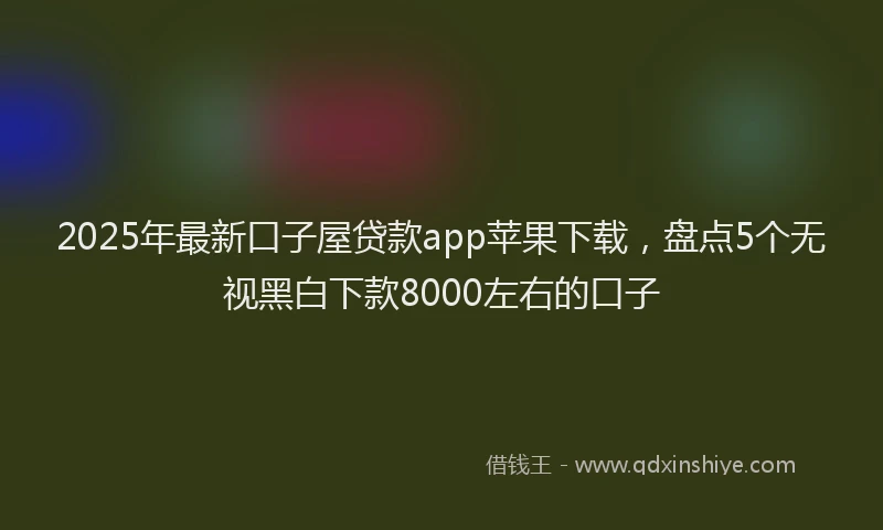 2025年最新口子屋贷款app苹果下载，盘点5个无视黑白下款8000左右的口子