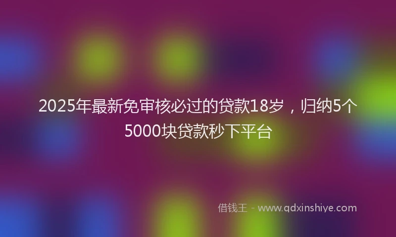 2025年最新免审核必过的贷款18岁，归纳5个5000块贷款秒下平台