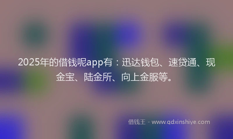 2025年的借钱呢app有：迅达钱包、速贷通、现金宝、陆金所、向上金服等。
