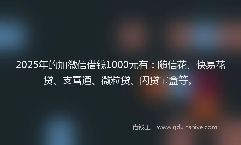 2025年的加微信借钱1000元有：随信花、快易花贷、支富通、微粒贷、闪贷宝盒等。