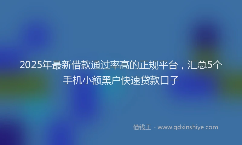2025年最新借款通过率高的正规平台，汇总5个手机小额黑户快速贷款口子