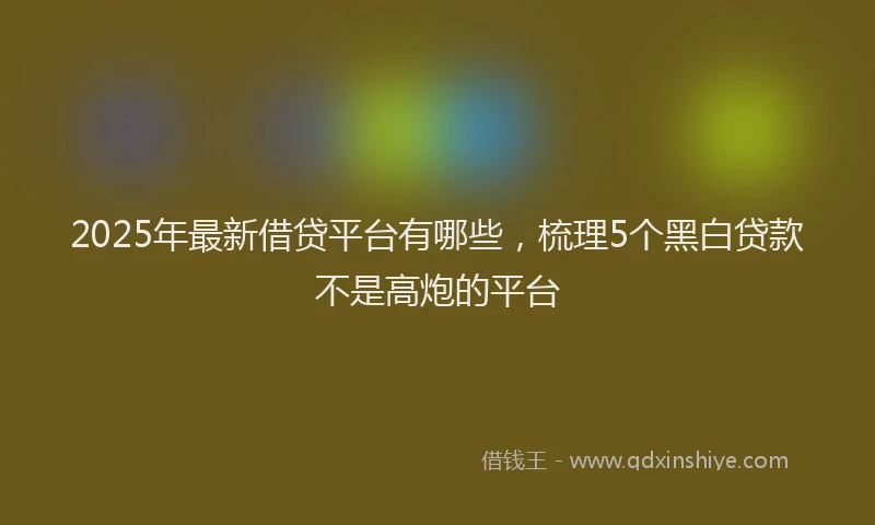 2025年最新借贷平台有哪些，梳理5个黑白贷款不是高炮的平台