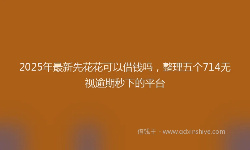 2025年最新先花花可以借钱吗，整理五个714无视逾期秒下的平台