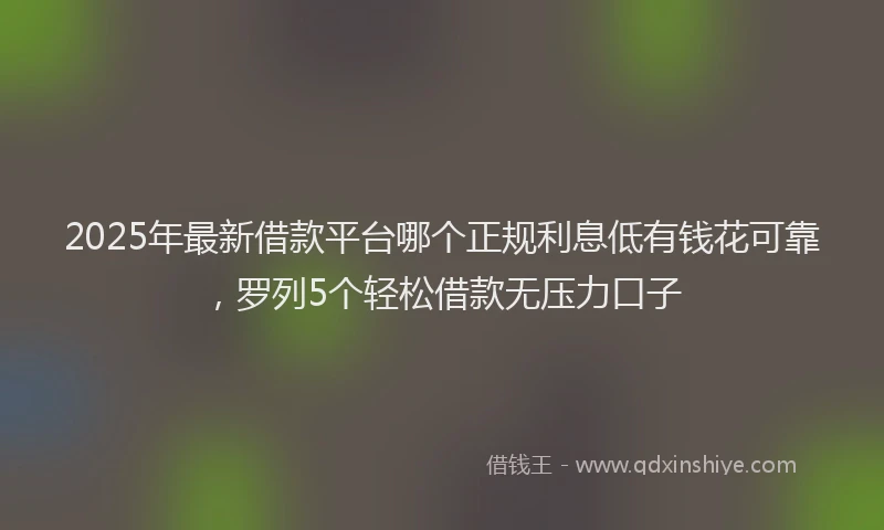 2025年最新借款平台哪个正规利息低有钱花可靠，罗列5个轻松借款无压力口子