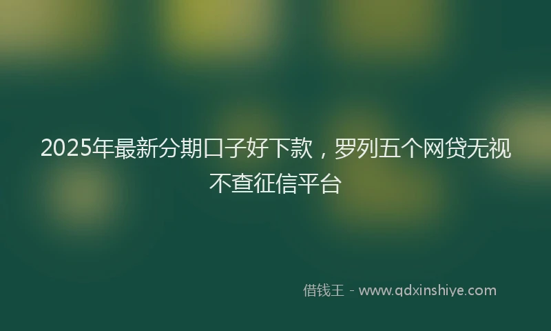 2025年最新分期口子好下款，罗列五个网贷无视不查征信平台