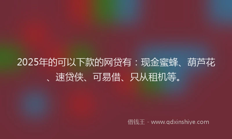 2025年的可以下款的网贷有：现金蜜蜂、葫芦花、速贷侠、可易借、只从租机等。