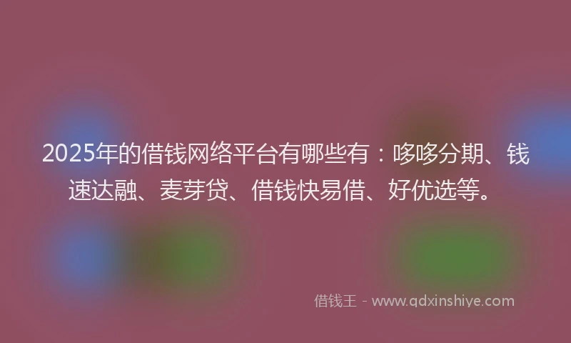 2025年的借钱网络平台有哪些有：哆哆分期、钱速达融、麦芽贷、借钱快易借、好优选等。