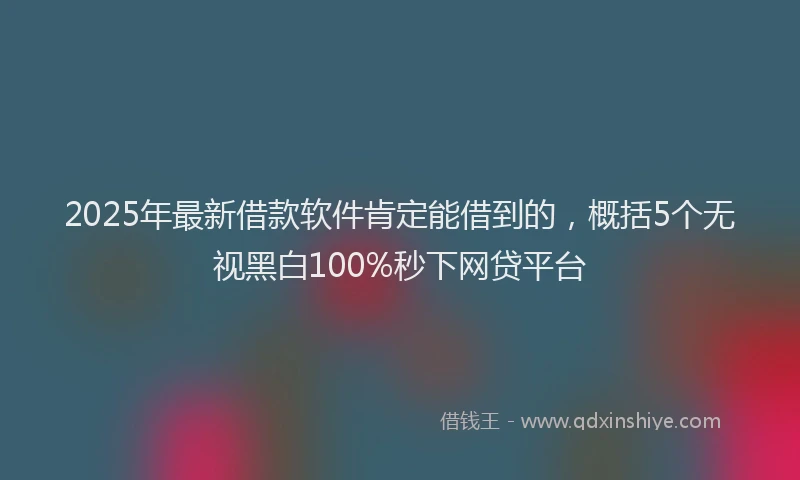 2025年最新借款软件肯定能借到的，概括5个无视黑白100%秒下网贷平台
