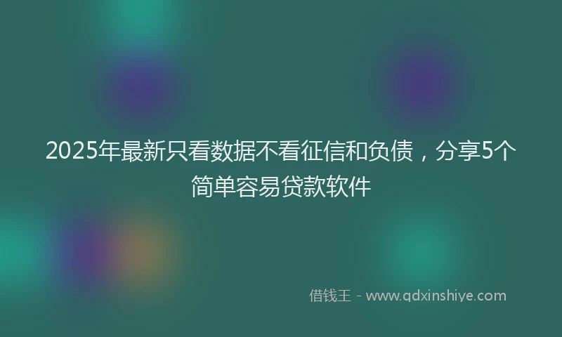 2025年最新只看数据不看征信和负债，分享5个简单容易贷款软件