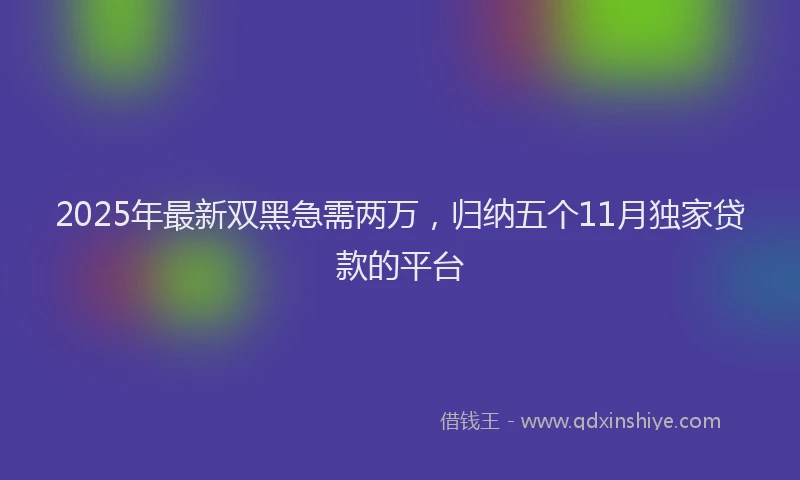 2025年最新双黑急需两万，归纳五个11月独家贷款的平台