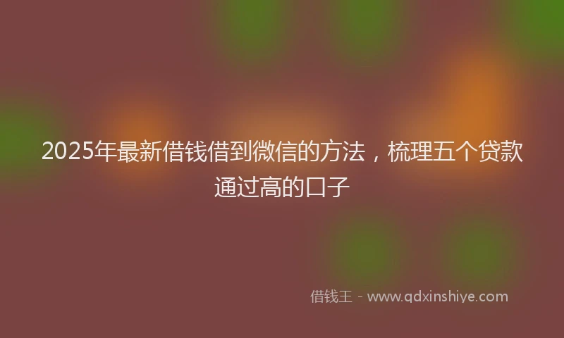 2025年最新借钱借到微信的方法，梳理五个贷款通过高的口子