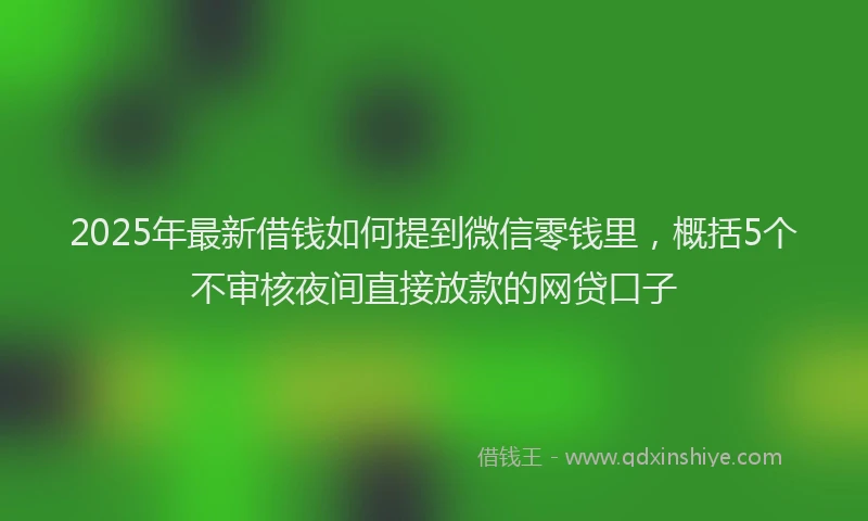2025年最新借钱如何提到微信零钱里，概括5个不审核夜间直接放款的网贷口子