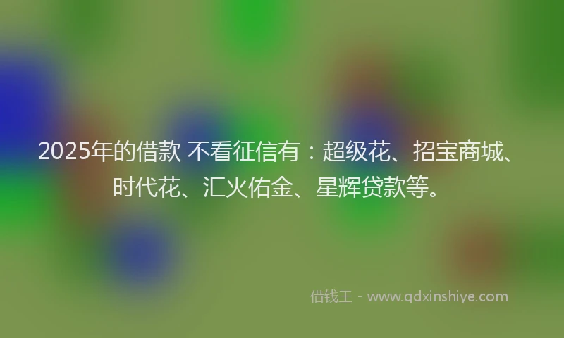 2025年的借款 不看征信有：超级花、招宝商城、时代花、汇火佑金、星辉贷款等。