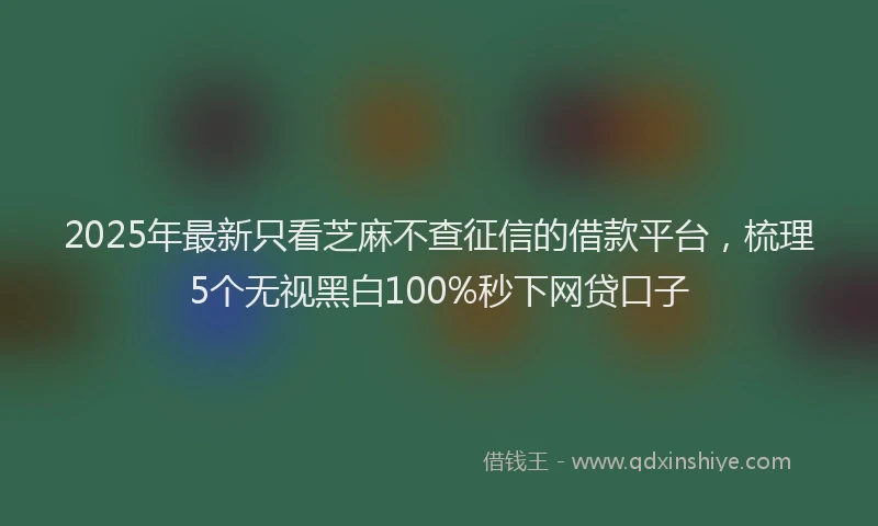 2025年最新只看芝麻不查征信的借款平台，梳理5个无视黑白100%秒下网贷口子