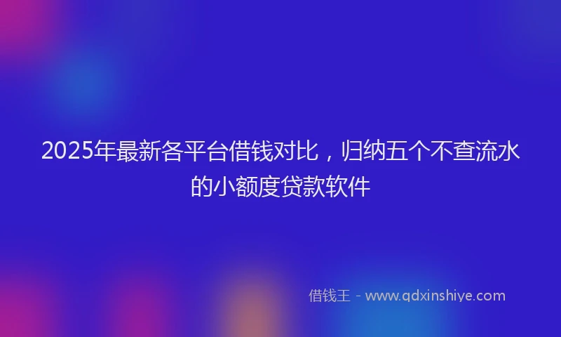 2025年最新各平台借钱对比，归纳五个不查流水的小额度贷款软件