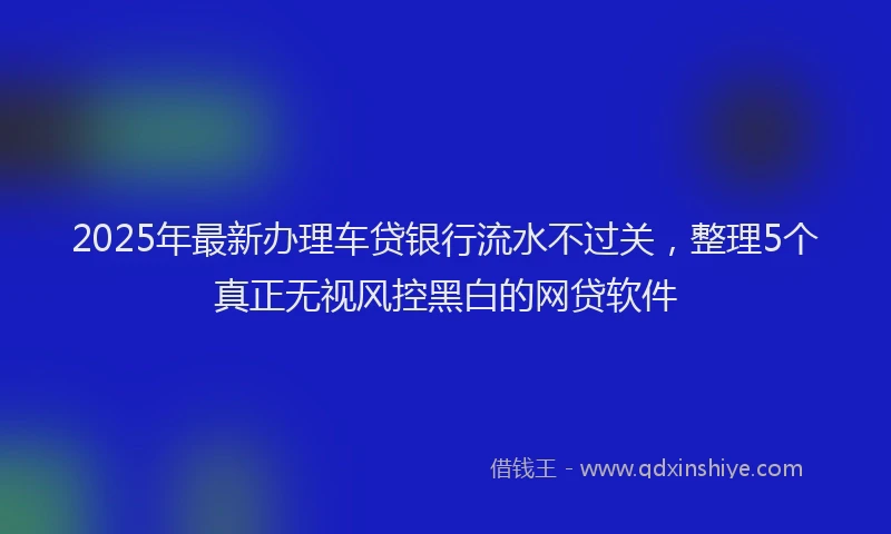 2025年最新办理车贷银行流水不过关，整理5个真正无视风控黑白的网贷软件