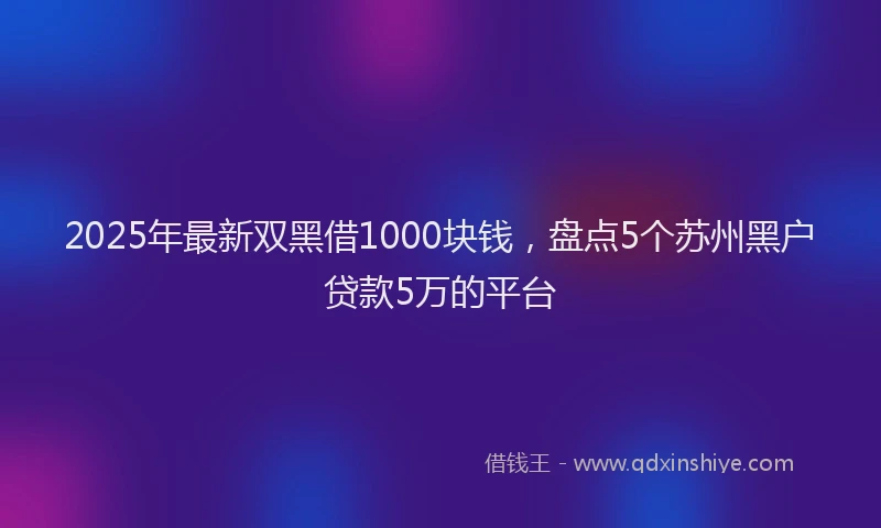 2025年最新双黑借1000块钱，盘点5个苏州黑户贷款5万的平台