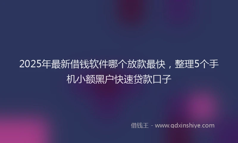 2025年最新借钱软件哪个放款最快，整理5个手机小额黑户快速贷款口子