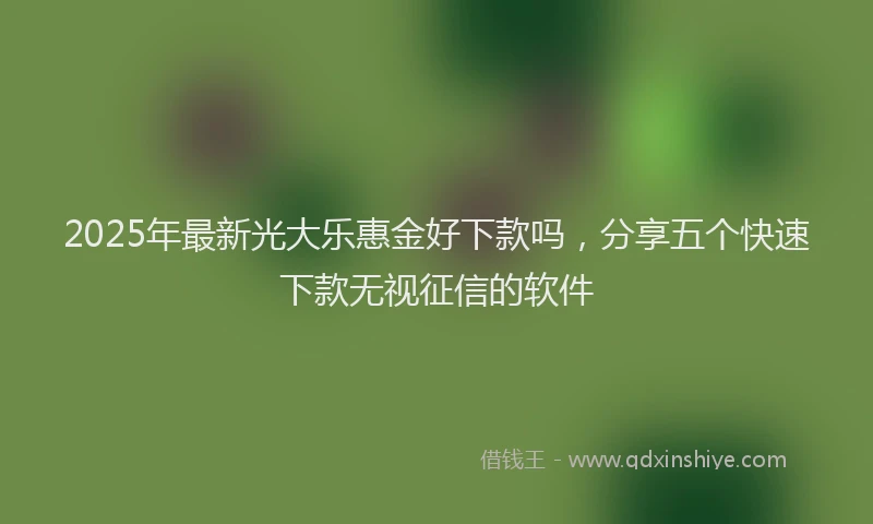 2025年最新光大乐惠金好下款吗，分享五个快速下款无视征信的软件