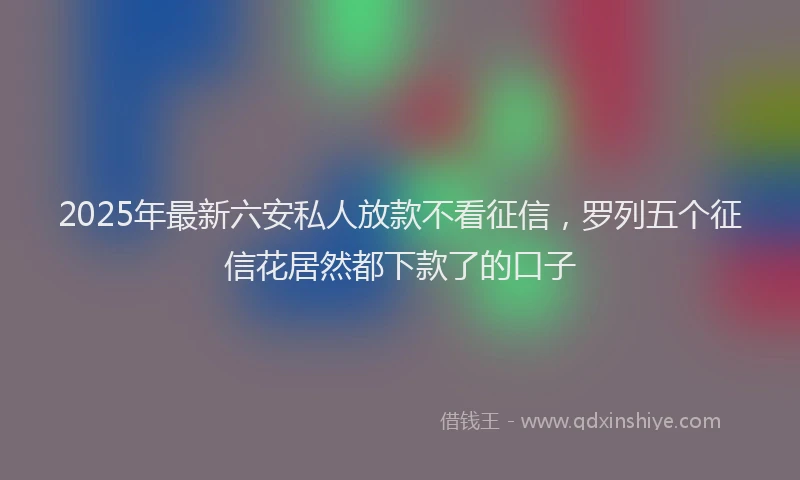 2025年最新六安私人放款不看征信，罗列五个征信花居然都下款了的口子