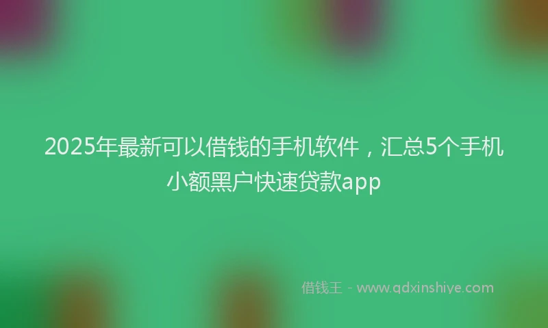 2025年最新可以借钱的手机软件，汇总5个手机小额黑户快速贷款app