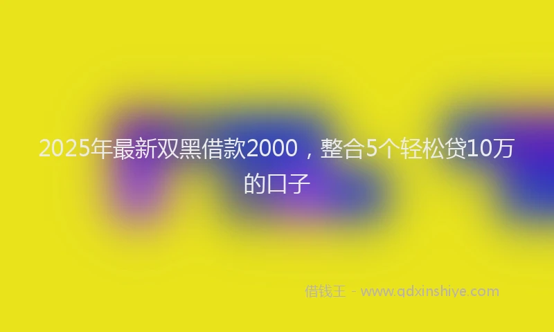 2025年最新双黑借款2000，整合5个轻松贷10万的口子