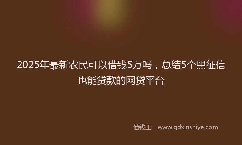 2025年最新农民可以借钱5万吗，总结5个黑征信也能贷款的网贷平台