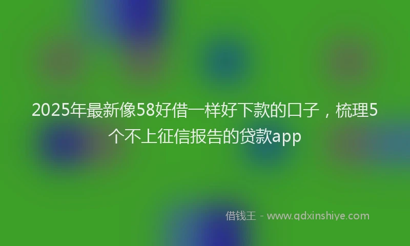 2025年最新像58好借一样好下款的口子，梳理5个不上征信报告的贷款app