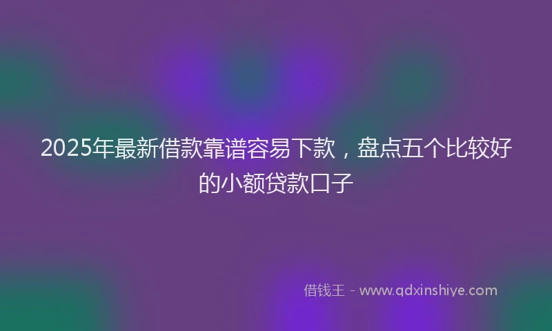 2025年最新借款靠谱容易下款，盘点五个比较好的小额贷款口子
