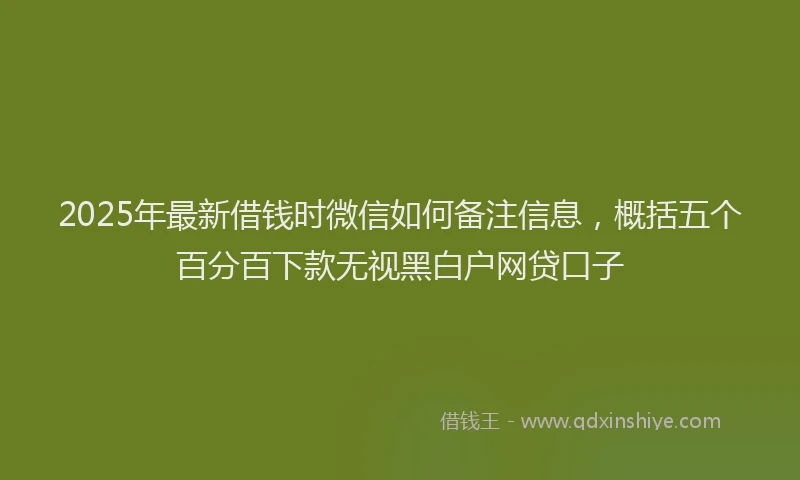 2025年最新借钱时微信如何备注信息，概括五个百分百下款无视黑白户网贷口子