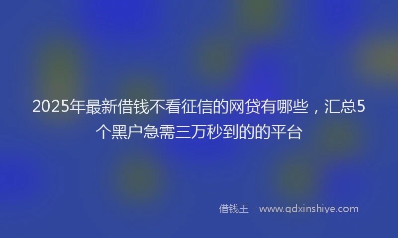 2025年最新借钱不看征信的网贷有哪些，汇总5个黑户急需三万秒到的的平台