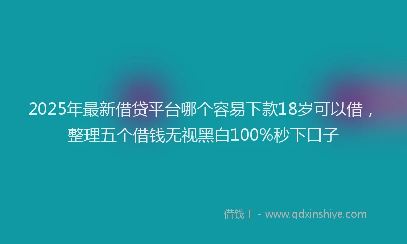 2025年最新借贷平台哪个容易下款18岁可以借，整理五个借钱无视黑白100%秒下口子