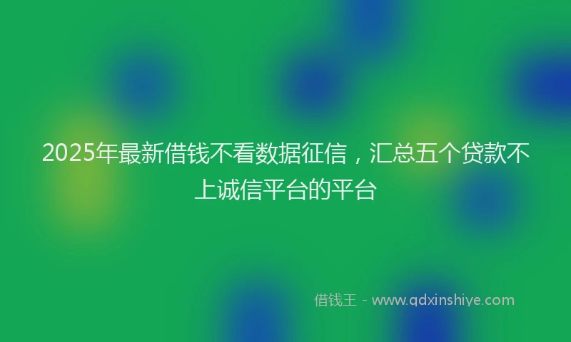 2025年最新借钱不看数据征信，汇总五个贷款不上诚信平台的平台