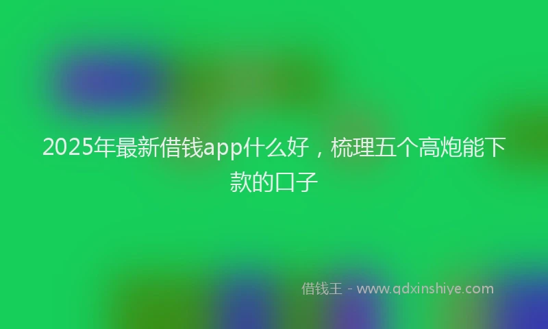 2025年最新借钱app什么好，梳理五个高炮能下款的口子