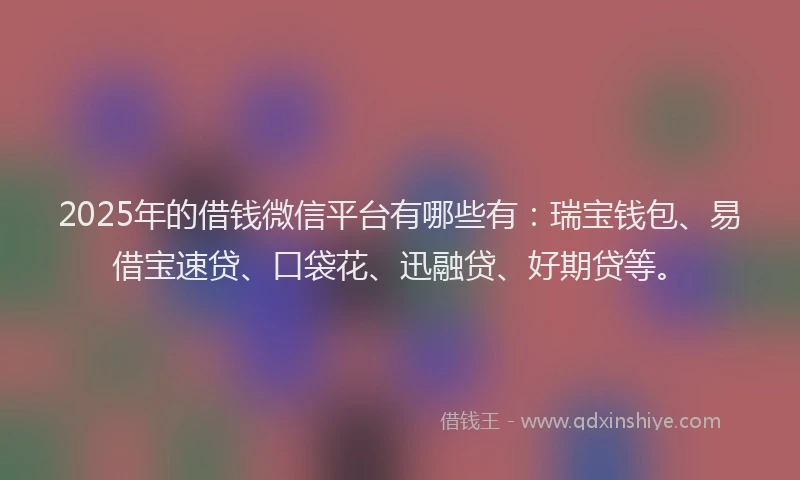 2025年的借钱微信平台有哪些有：瑞宝钱包、易借宝速贷、口袋花、迅融贷、好期贷等。