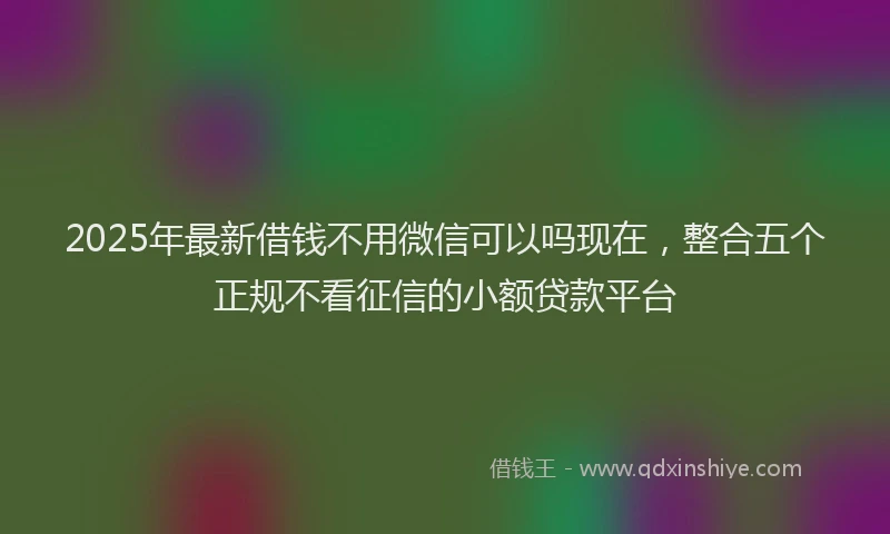 2025年最新借钱不用微信可以吗现在，整合五个正规不看征信的小额贷款平台