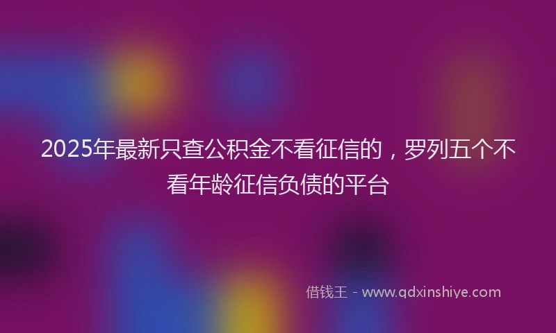 2025年最新只查公积金不看征信的，罗列五个不看年龄征信负债的平台