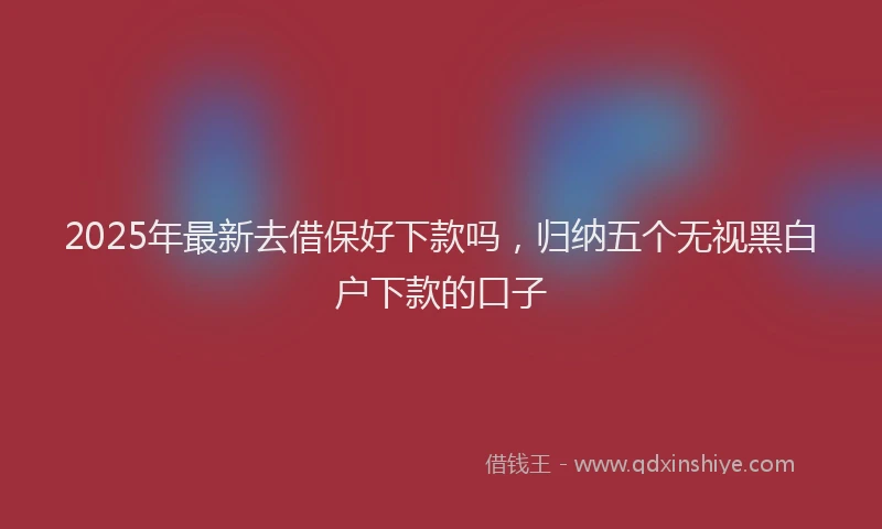 2025年最新去借保好下款吗，归纳五个无视黑白户下款的口子