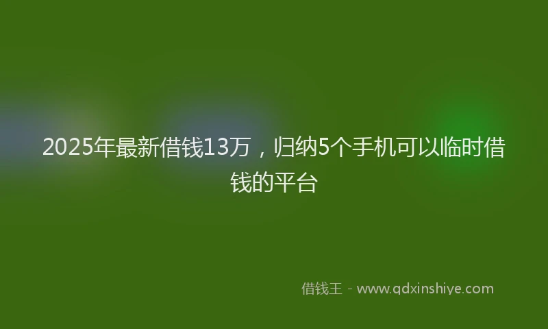 2025年最新借钱13万，归纳5个手机可以临时借钱的平台