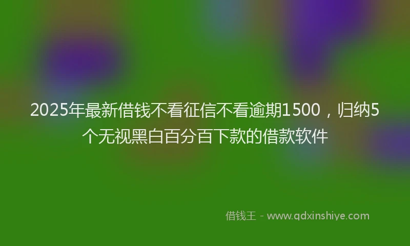 2025年最新借钱不看征信不看逾期1500，归纳5个无视黑白百分百下款的借款软件
