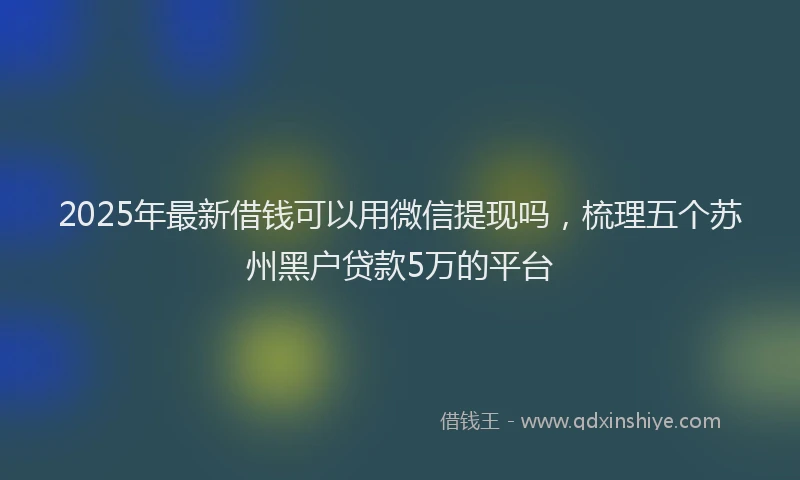 2025年最新借钱可以用微信提现吗，梳理五个苏州黑户贷款5万的平台
