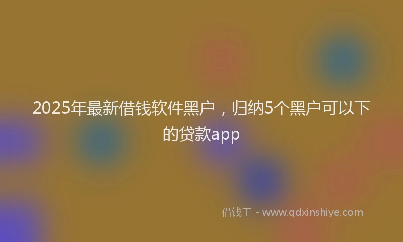 2025年最新借钱软件黑户，归纳5个黑户可以下的贷款app