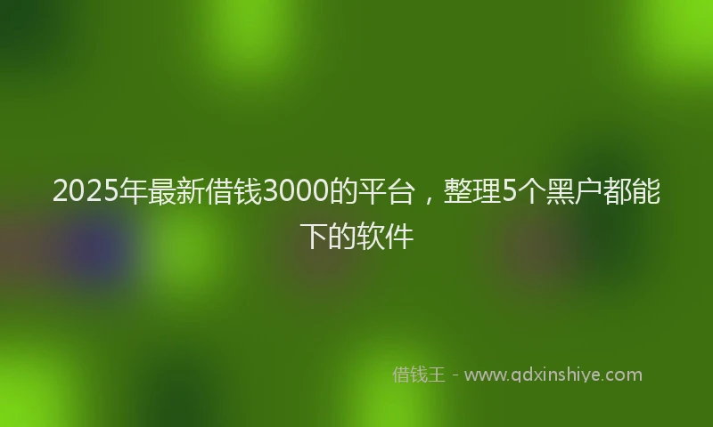 2025年最新借钱3000的平台，整理5个黑户都能下的软件