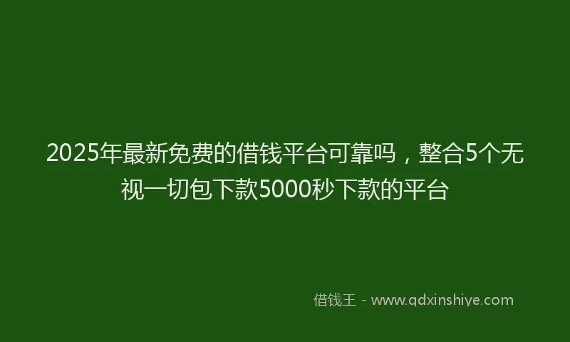 2025年最新免费的借钱平台可靠吗，整合5个无视一切包下款5000秒下款的平台