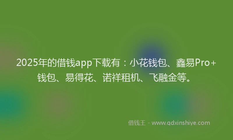 2025年的借钱app下载有：小花钱包、鑫易Pro+钱包、易得花、诺祥租机、飞融金等。