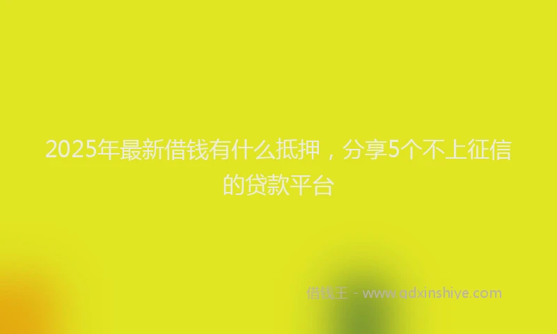 2025年最新借钱有什么抵押，分享5个不上征信的贷款平台