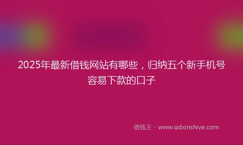 2025年最新借钱网站有哪些，归纳五个新手机号容易下款的口子
