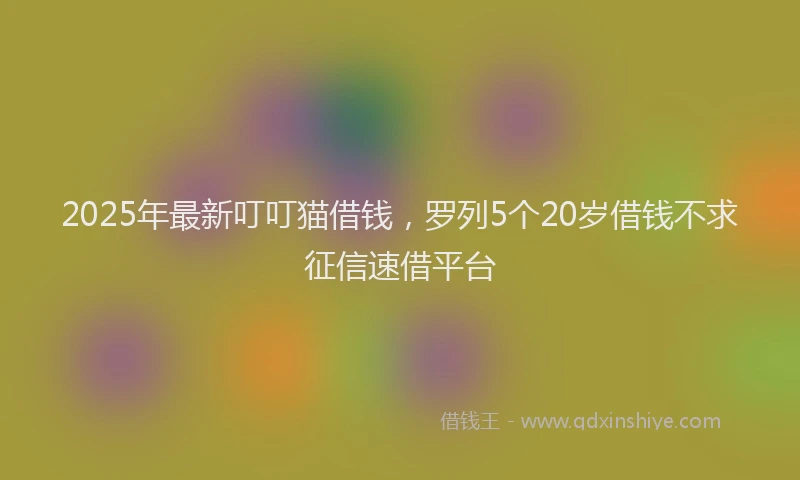 2025年最新叮叮猫借钱，罗列5个20岁借钱不求征信速借平台
